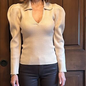 Jonathan Simkhai Cream V-Neck Sweater